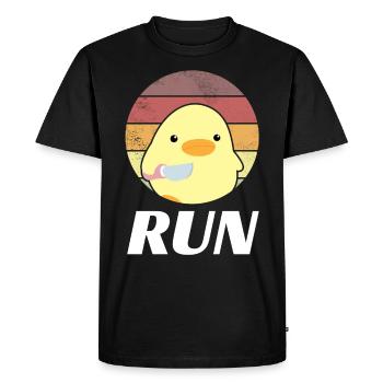 Exécuter le canard avec un couteau meme drôle disant - T-shirt Premium bio Homme - noir - Devant - Nico (187cm)