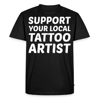 Soutenez votre tatoueur local - T-shirt Premium bio Homme - noir - Devant - Nico (187cm)