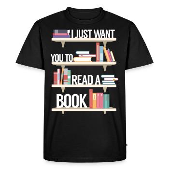 Lire la littérature - T-shirt Premium bio Homme - noir - Devant - Nico (187cm)