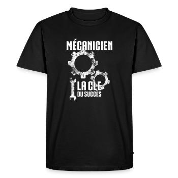 Mécanicien la clé du succès - T-shirt Premium bio Homme - noir - Devant - Nico (187cm)