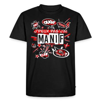 J'peux pas j'ai manif - T-shirt Premium bio Homme - noir - Devant - Nico (187cm)