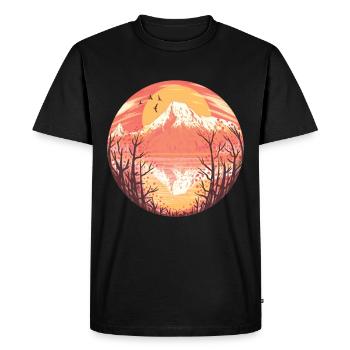 Volcan soleil levant soleil lac panorama - T-shirt Premium bio Homme - noir - Devant - Nico (187cm)