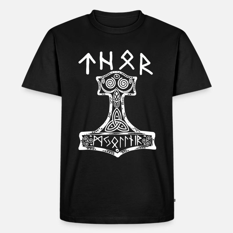 thor hammer - Männer Premium Bio T-Shirt - Schwarz