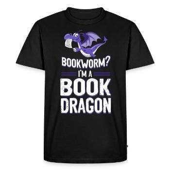 Book Reading Literature Bookworm? I'm A Book Dragon - Men's Premium Organic T-Shirt - black - Front - Nico (187cm)