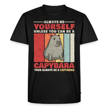 Be a Capybara funny water pig saying - Men's Premium Organic T-Shirt - black - Front - Nico (187cm)
