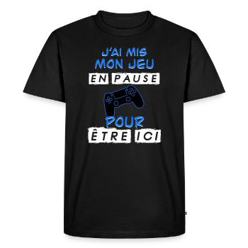 Jeu en pause - T-shirt Premium bio Homme - noir - Devant - Nico (187cm)