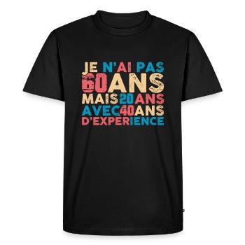 60 ans, anniversaire 60 ans - T-shirt Premium bio Homme - noir - Devant - Nico (187cm)