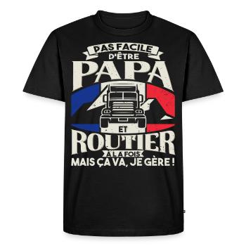Poids Lourds Routier Francais Humour - T-shirt Premium bio Homme - noir - Devant - Nico (187cm)