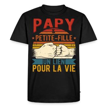 Papy et Petite-Fille Un Lien Pour La Vie - T-shirt Premium bio Homme - noir - Devant - Nico (187cm)