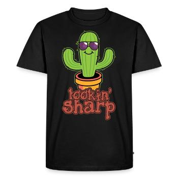 Cactus Plant Looking Sharp - Men's Premium Organic T-Shirt - black - Front - Nico (187cm)