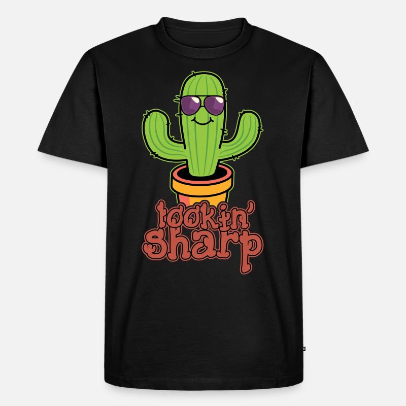Kaktus Pflanze Looking Sharp - Männer Premium Bio T-Shirt - Schwarz