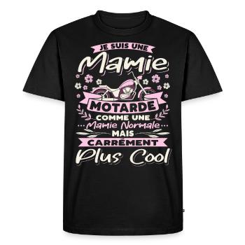 Mamie Motarde Humour Mamou Grand-Mère Motocyclette - T-shirt Premium bio Homme - noir - Devant - Nico (187cm)