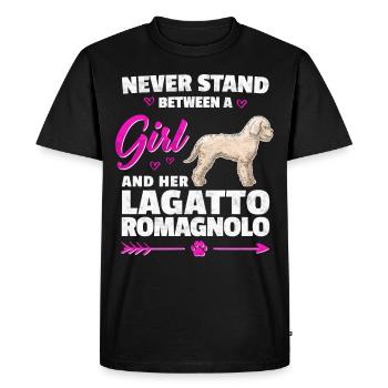 A Girl and her Lagotto Romagnolo Truffle Dog - Men's Premium Organic T-Shirt - black - Front - Nico (187cm)