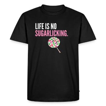 Life is no sugarlicking - Proverbes de Denglih - T-shirt Premium bio Homme - noir - Devant - Nico (187cm)