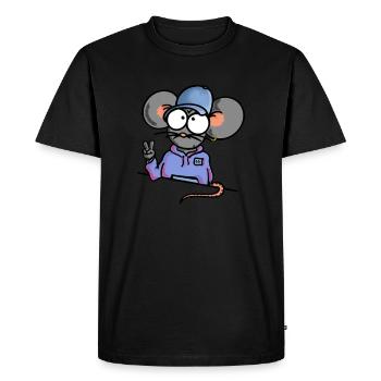 Souris montre la paix - T-shirt Premium bio Homme - noir - Devant - Nico (187cm)