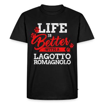 Living with Lagotto Romagnolo Truffle Dog Saying - Men's Premium Organic T-Shirt - black - Front - Nico (187cm)