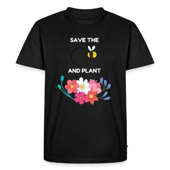 Save the bees and plants flowers Apker Abeille Fleurs - T-shirt Premium bio Homme - noir - Devant - Nico (187cm)