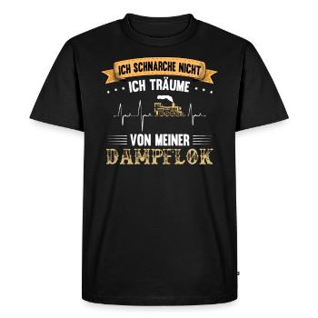 Ich schnarche nicht ich träume von meiner Dampflok - Männer Premium Bio T-Shirt - Schwarz - Vorne - Nico (187cm)