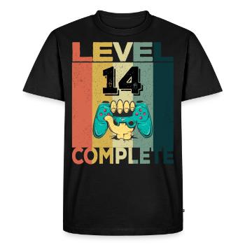 14th Birthday Young Man 2007 Level 14 Years Game - Men's Premium Organic T-Shirt - black - Front - Nico (187cm)
