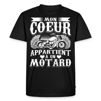 Motocyclette Motarde Motard - T-shirt Premium bio Homme - noir - Devant - Nico (187cm)
