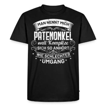 Patenonkel Pate Onkel Komplize lustiger Spruch - Männer Premium Bio T-Shirt - Schwarz - Vorne - Nico (187cm)