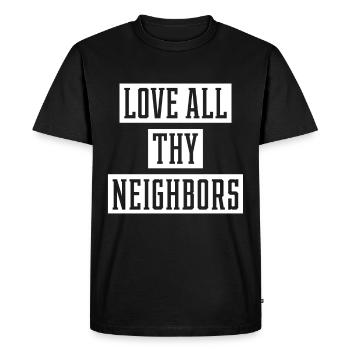 Love All Thy Neighbors - Racisme anti-asiatique - T-shirt Premium bio Homme - noir - Devant - Nico (187cm)