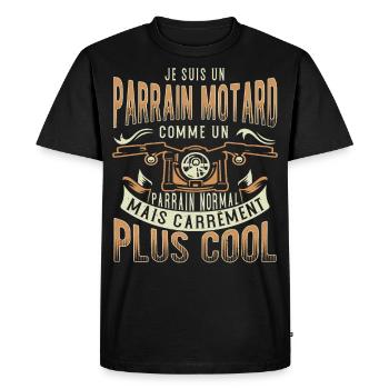 Je Suis Un Parrain Motard Comme Un Parrain Normal - T-shirt Premium bio Homme - noir - Devant - Nico (187cm)