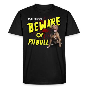 beware of pitbull - Men's Premium Organic T-Shirt - black - Front - Nico (187cm)
