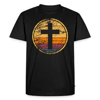 Funny Christian saying about Jesus and God! - Men's Premium Organic T-Shirt - black - Front - Nico (187cm)