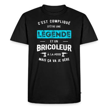 LÉGENDE ET BRICOLEUR - T-shirt Premium bio Homme - noir - Devant - Nico (187cm)