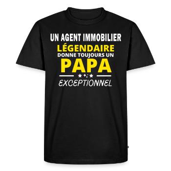 un AGENT IMMOBILIER légendaire drôle papa - T-shirt Premium bio Homme - noir - Devant - Nico (187cm)