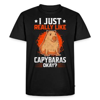 J’aime le sort du cochon d’eau de Capybara - T-shirt Premium bio Homme - noir - Devant - Nico (187cm)