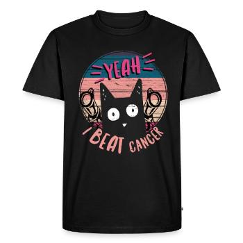Funny Cat Beat Cancer for Cancer Survivor - Men's Premium Organic T-Shirt - black - Front - Nico (187cm)