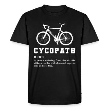 Cycopath Road Bike Funny Cycling Gifts - Men's Premium Organic T-Shirt - black - Front - Nico (187cm)