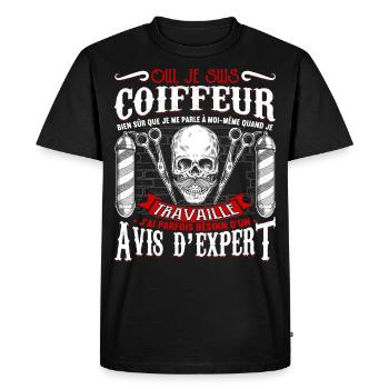 Oui, Je Suis Coiffeur Humour - T-shirt Premium bio Homme - noir - Devant - Nico (187cm)