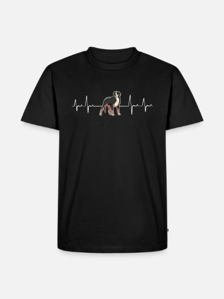 Schweizer Sennenhund Herzschlag Geschenk - Männer Premium Bio T-Shirt - Schwarz