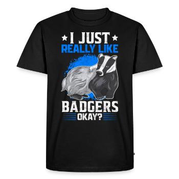 I just like honey badgers funny badger saying - Men's Premium Organic T-Shirt - black - Front - Nico (187cm)