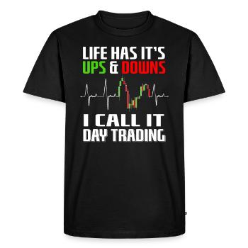 Funny saying Heartbeat Trading for Day Trader - Men's Premium Organic T-Shirt - black - Front - Nico (187cm)