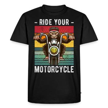 Drôle de mot de moto pour les motards ! - T-shirt Premium bio Homme - noir - Devant - Nico (187cm)