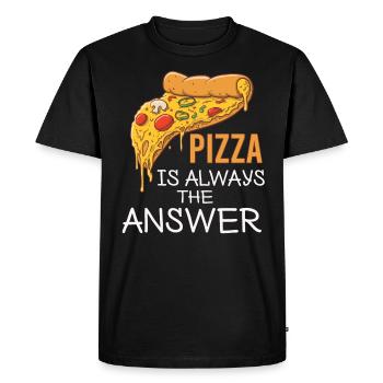 Pizza Fast Food Cheese Delicious Italy - Men's Premium Organic T-Shirt - black - Front - Nico (187cm)