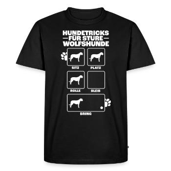 Irischer Wolfshund Hundetricks Windhund Geschenk - Männer Premium Bio T-Shirt - Schwarz - Vorne - Nico (187cm)