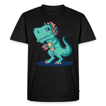 Dino Dinosaur T-rex Trex Tyrannosaurus Dinosaur - Men's Premium Organic T-Shirt - black - Front - Nico (187cm)