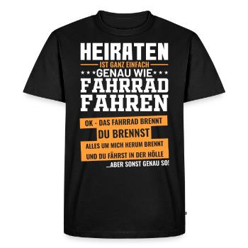 Drôle de mariage motion Proverbes de mariage - T-shirt Premium bio Homme - noir - Devant - Nico (187cm)