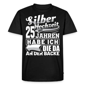 Mariage d’argent Mariage mariage homme idée cadeau - T-shirt Premium bio Homme - noir - Devant - Nico (187cm)