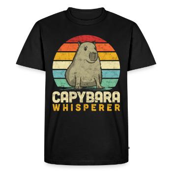 Capybara Whisperer Water Pig Saying - Men's Premium Organic T-Shirt - black - Front - Nico (187cm)