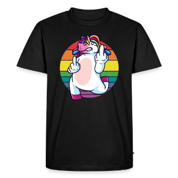 Drôle de licorne sur les licornes ! - T-shirt Premium bio Homme - noir - Devant - Nico (187cm)