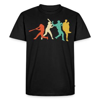 Rétro Baseball Player Lanceur Batter Catcher Sport - T-shirt Premium bio Homme - noir - Devant - Nico (187cm)
