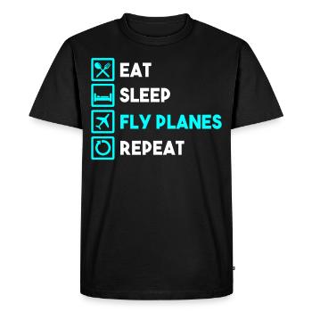 Eay Sleep Fly Planes Repeat Aircraft Pilot Co-pilo - T-shirt Premium bio Homme - noir - Devant - Nico (187cm)