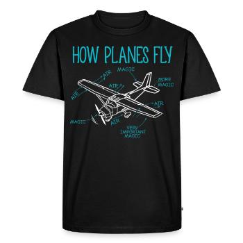 How Planes Fly Aircraft Pilot Co-pilot Aviator Air - Men's Premium Organic T-Shirt - black - Front - Nico (187cm)