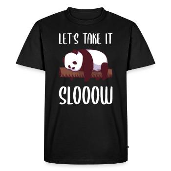 Drôle de panda, proverbe sur les pandas comme cadeau ! - T-shirt Premium bio Homme - noir - Devant - Nico (187cm)